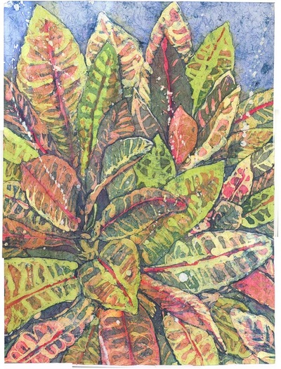 2017
24"h x18"w
Watercolor batik on Washi paper.